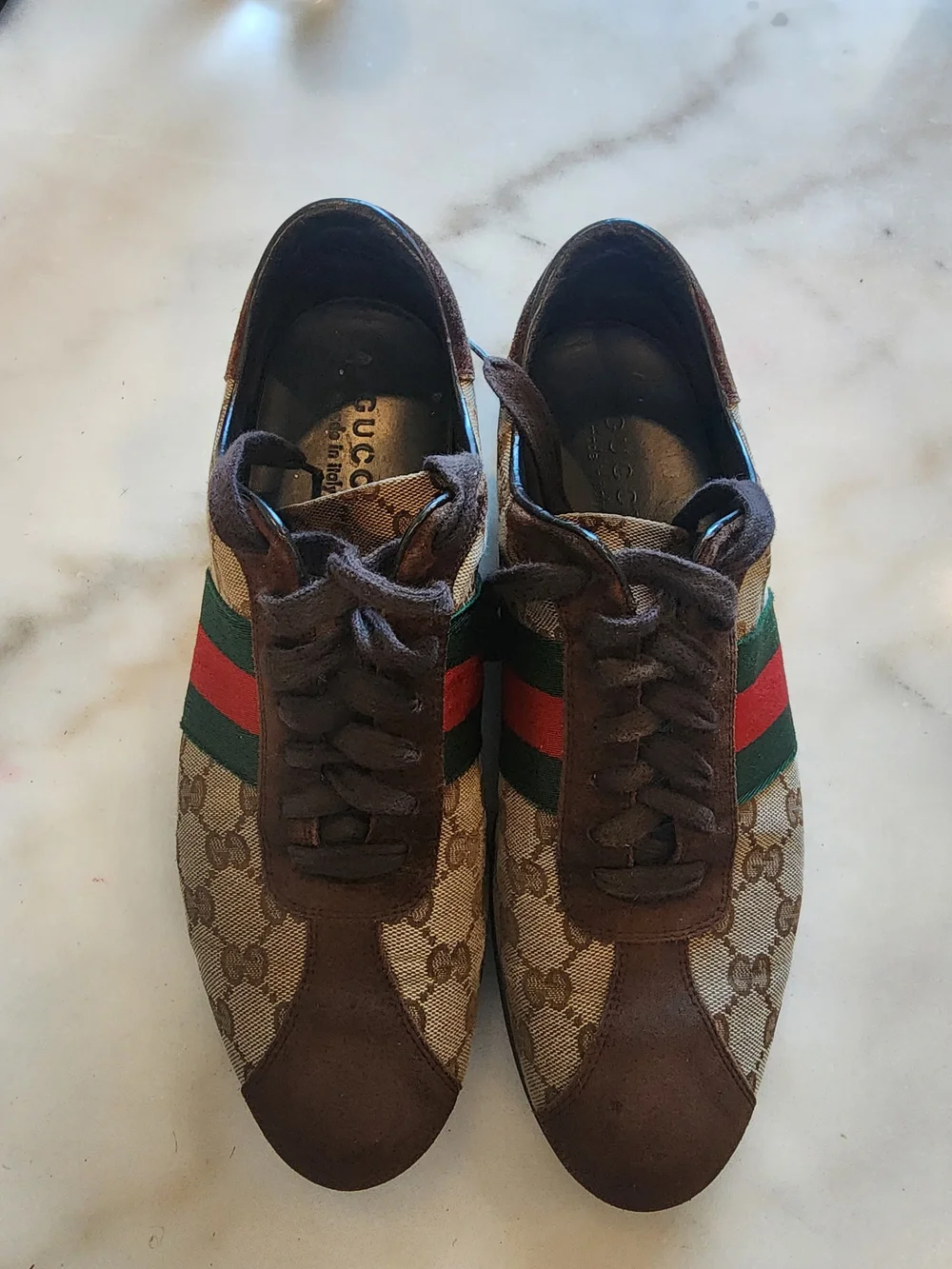 Gucci Brown GG Canvas Stripe Men's Sneaker